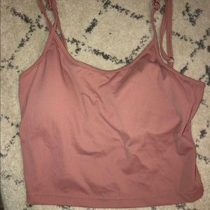 Kortni jeane ribbed “Dusty Rose” ladder back top